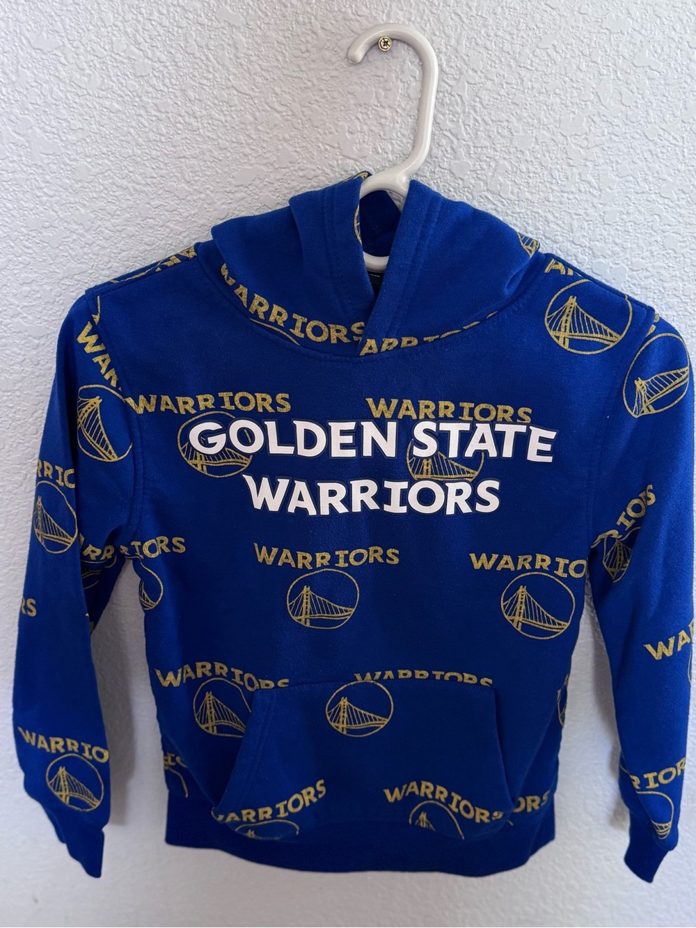 NBA Golden State Warriors Royal Blue and Gold Kids Hoodie Size 8